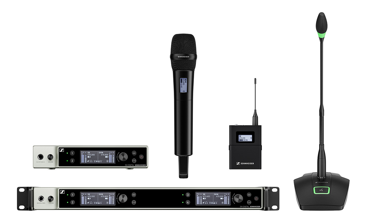 Dòng sản phẩm Sennheiser EW-DX bao gồm: Bộ thu EW-DX EM 2, Bộ thu EW-DX EM 4, Bộ phát EW-DX SK, Micro không dây EW-DX SKM và Micro để bàn CGH 2W